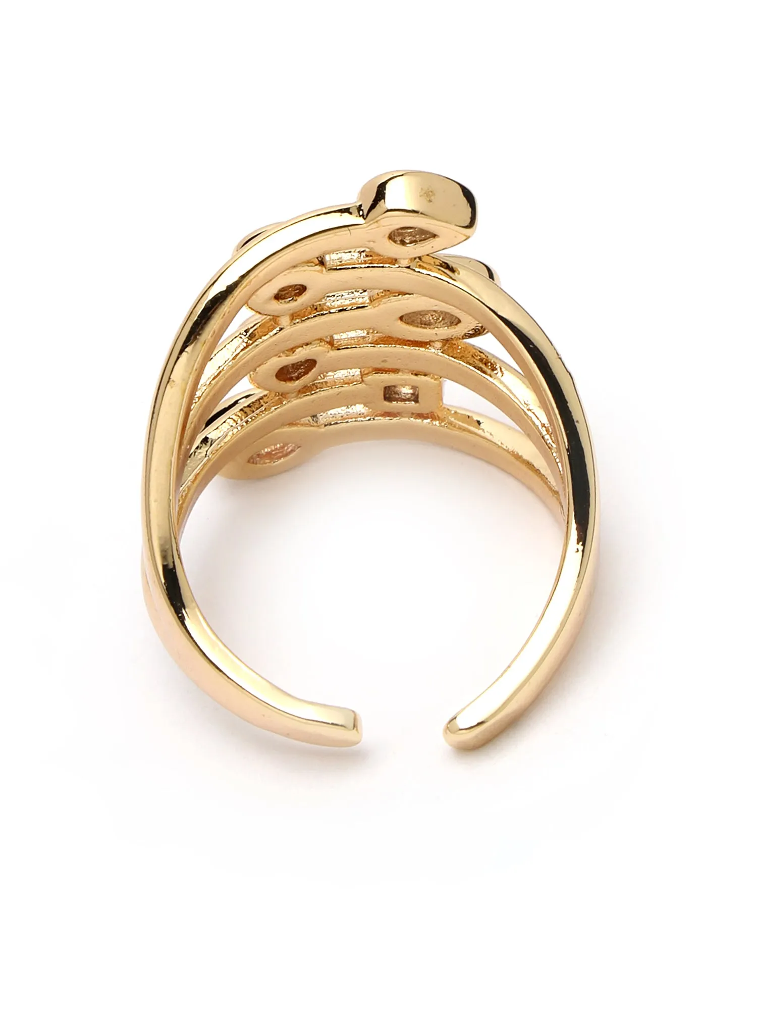 Bohey by KARATCART Gold Plated Cubic Zirconia Studded Women's Ring