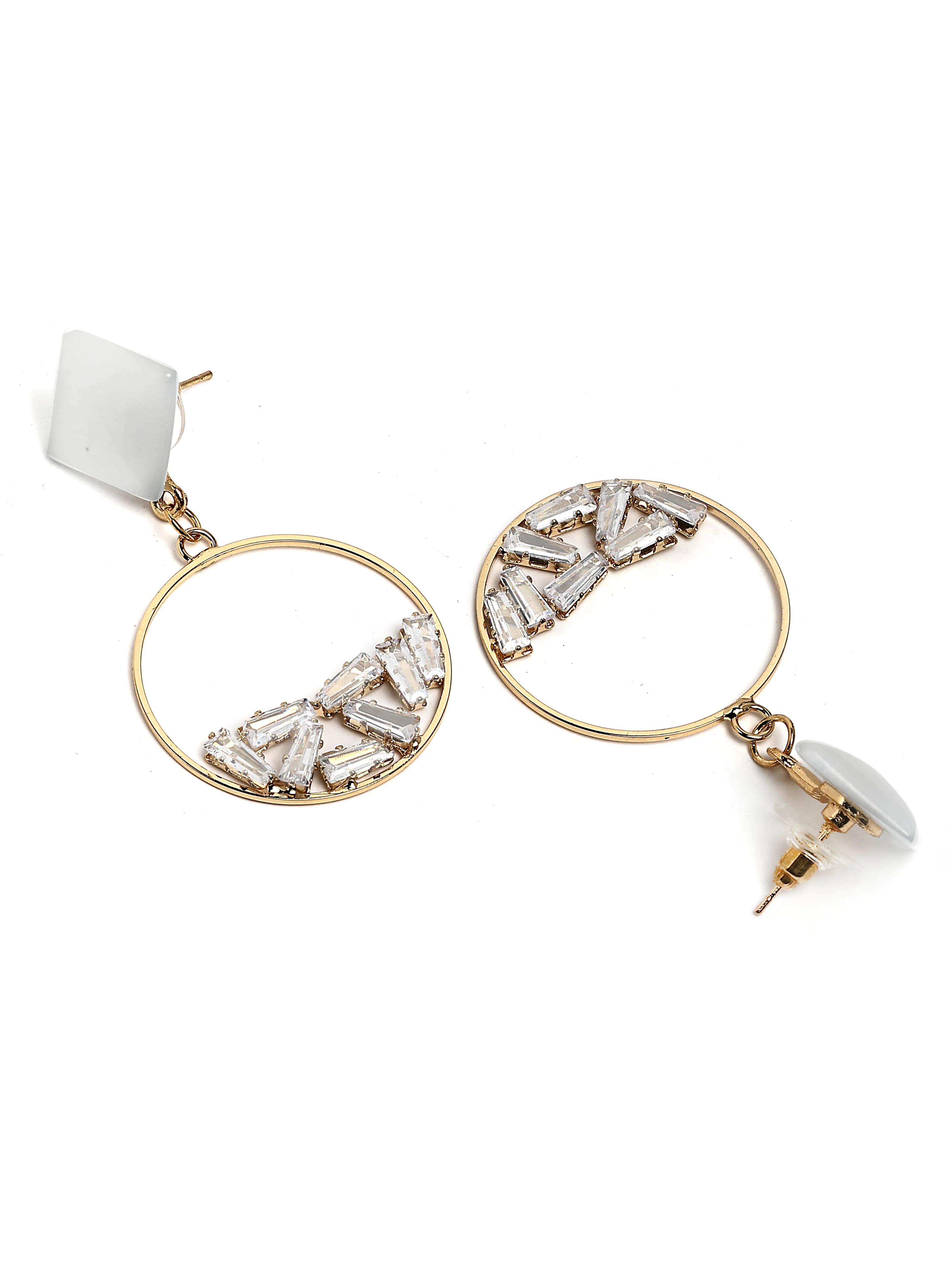 Bohey by KARATCART Gold-Plated White Cubic Zirconia Studded Drop Earrings for Women