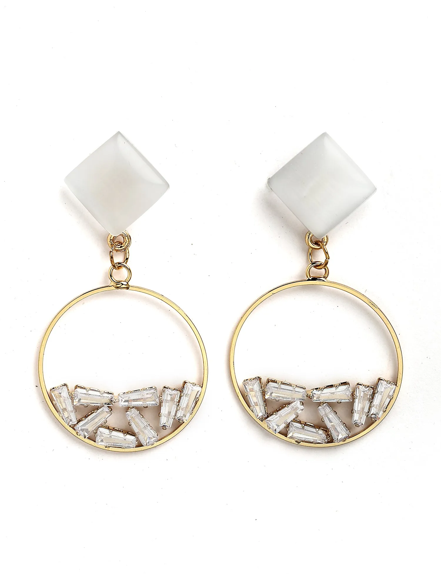 Bohey by KARATCART Gold-Plated White Cubic Zirconia Studded Drop Earrings for Women