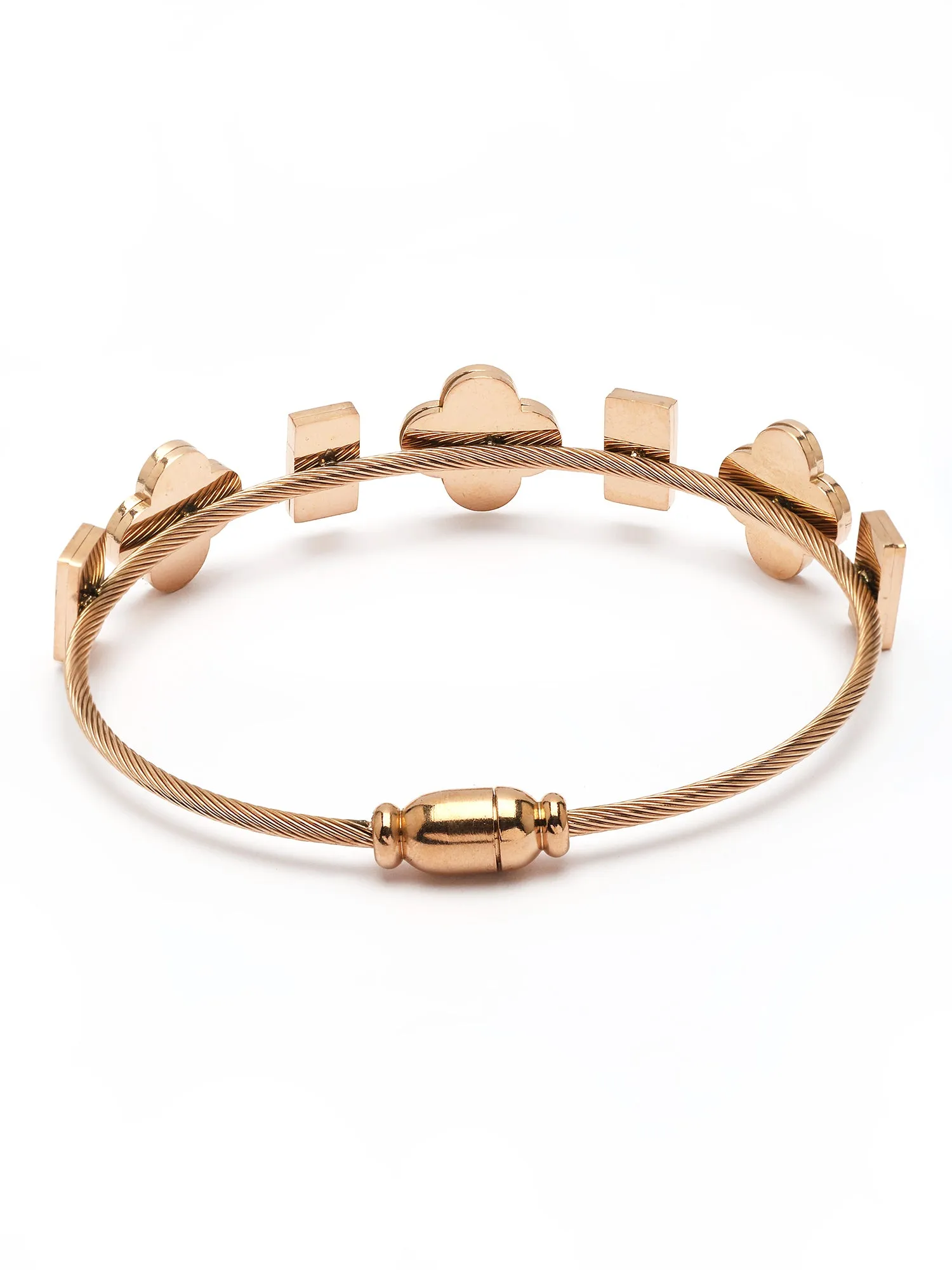 Bohey by KARATCART Rose Gold-Plated White Floral Design Bracelet for Women