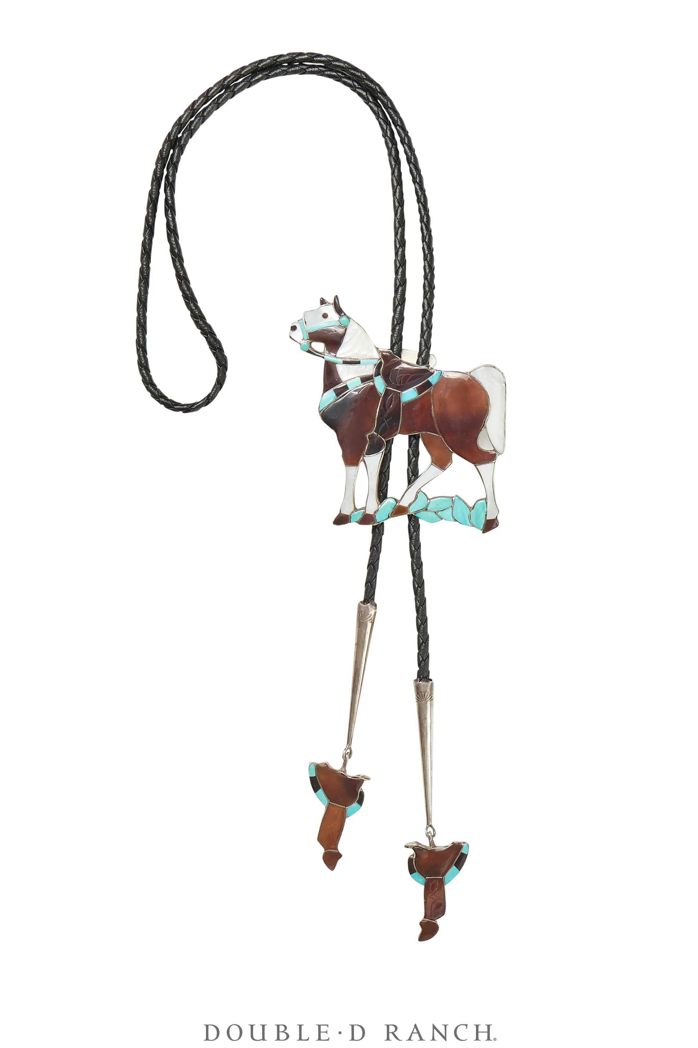 Bolo, Inlay, Horse With Matching Tips, Leekity Hallmark, Vintage, 3284