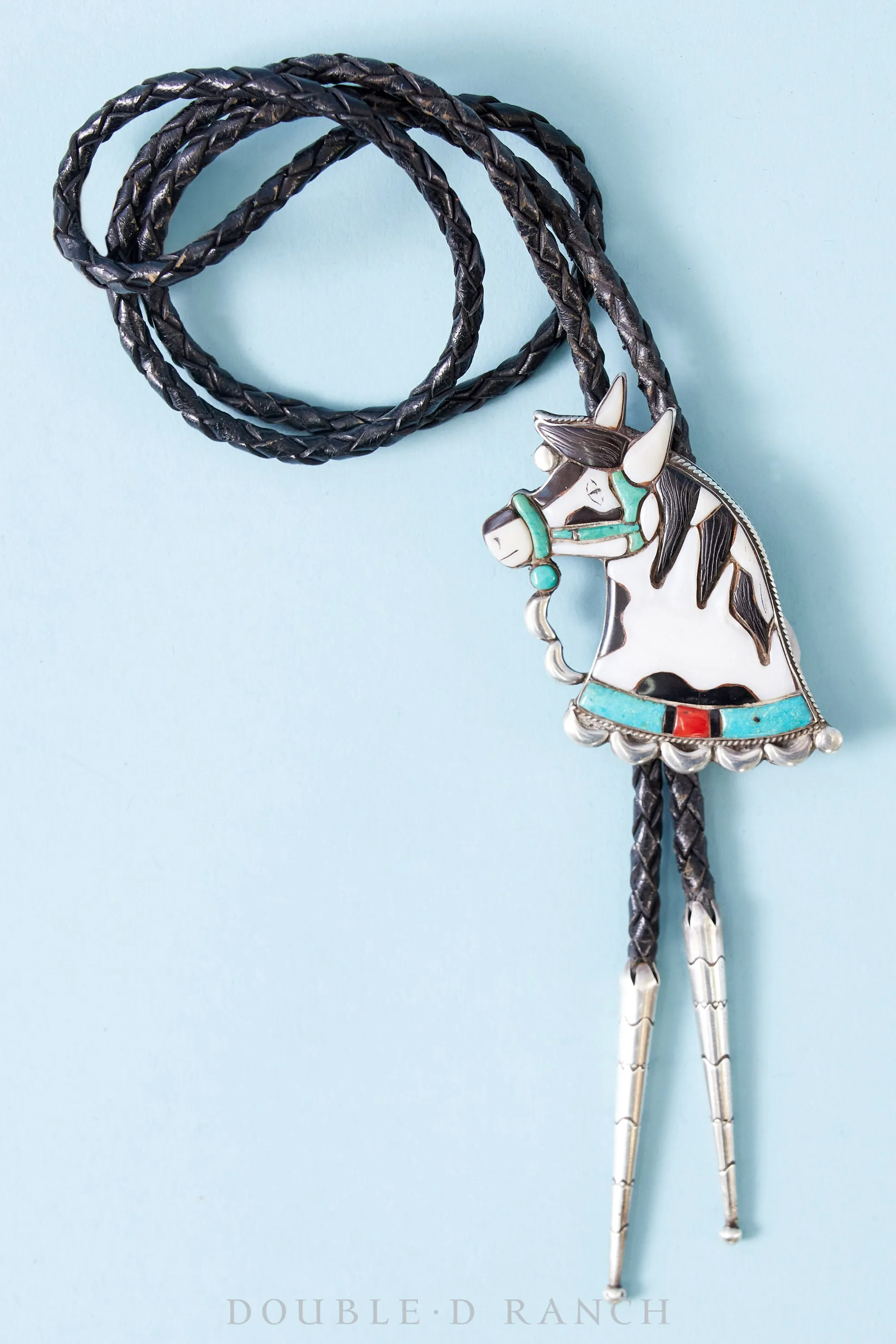 Bolo, Inlay, Novelty, Paint Horse Profile, Beautiful Work, Vintage 1940's, 1640