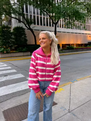 Boyish Babe Striped Pullover// Pink