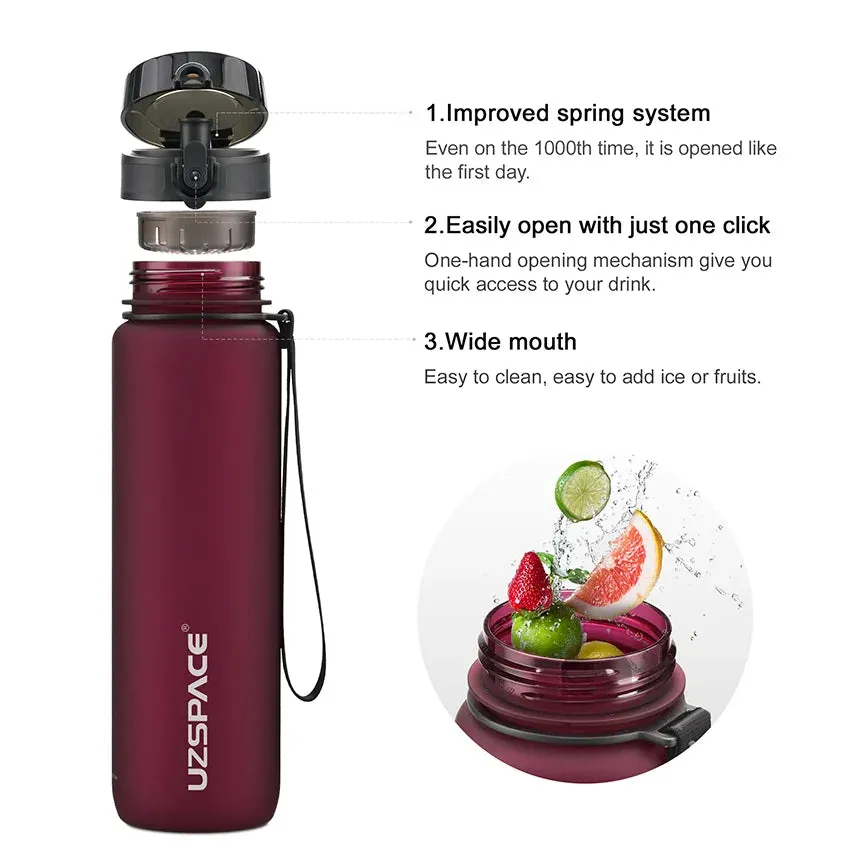 BPA-Free Sports Water Bottle Set - Portable Leak-proof Shaker Bottles in 500ml, 800ml, and 1000ml Sizes for Tour Gym