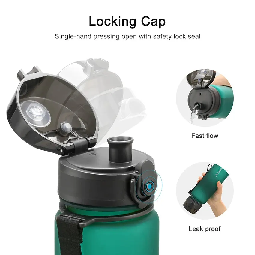 BPA-Free Sports Water Bottle Set - Portable Leak-proof Shaker Bottles in 500ml, 800ml, and 1000ml Sizes for Tour Gym