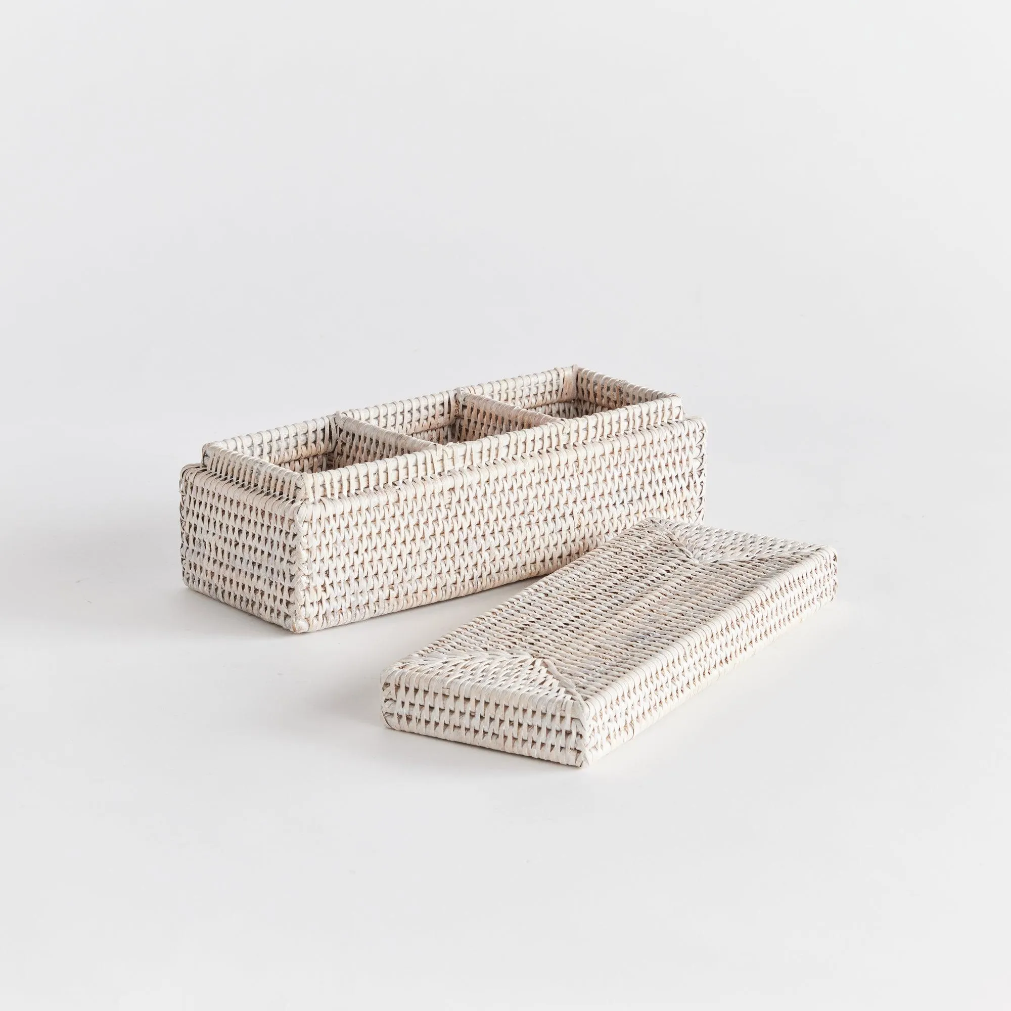 Burma Rattan 3 Compartment Lidded Box