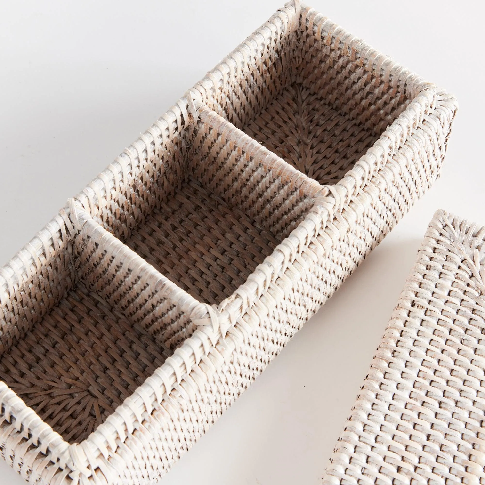 Burma Rattan 3 Compartment Lidded Box