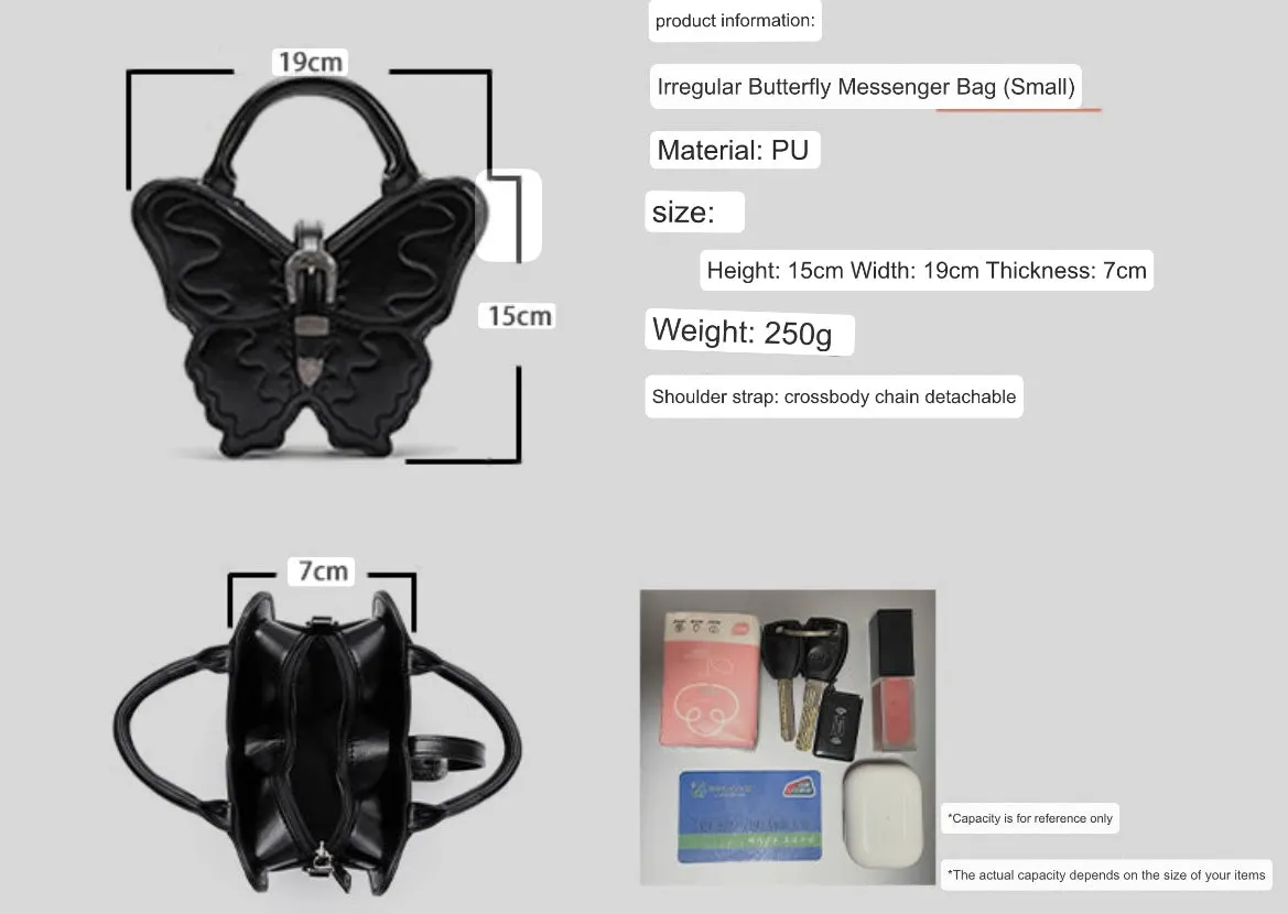 Butterfly Black Faux Leather Handbag