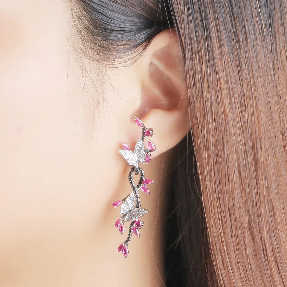 Butterfly Black Spinel Ruby with 925 Sterling Silver