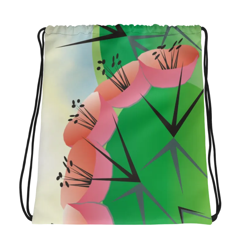 Cacti Green Drawstring bag