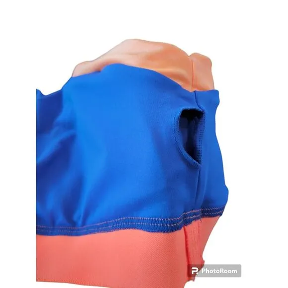 Cajubrasil Women's Size L Blue and Orange Sports Bra Statement Strap New