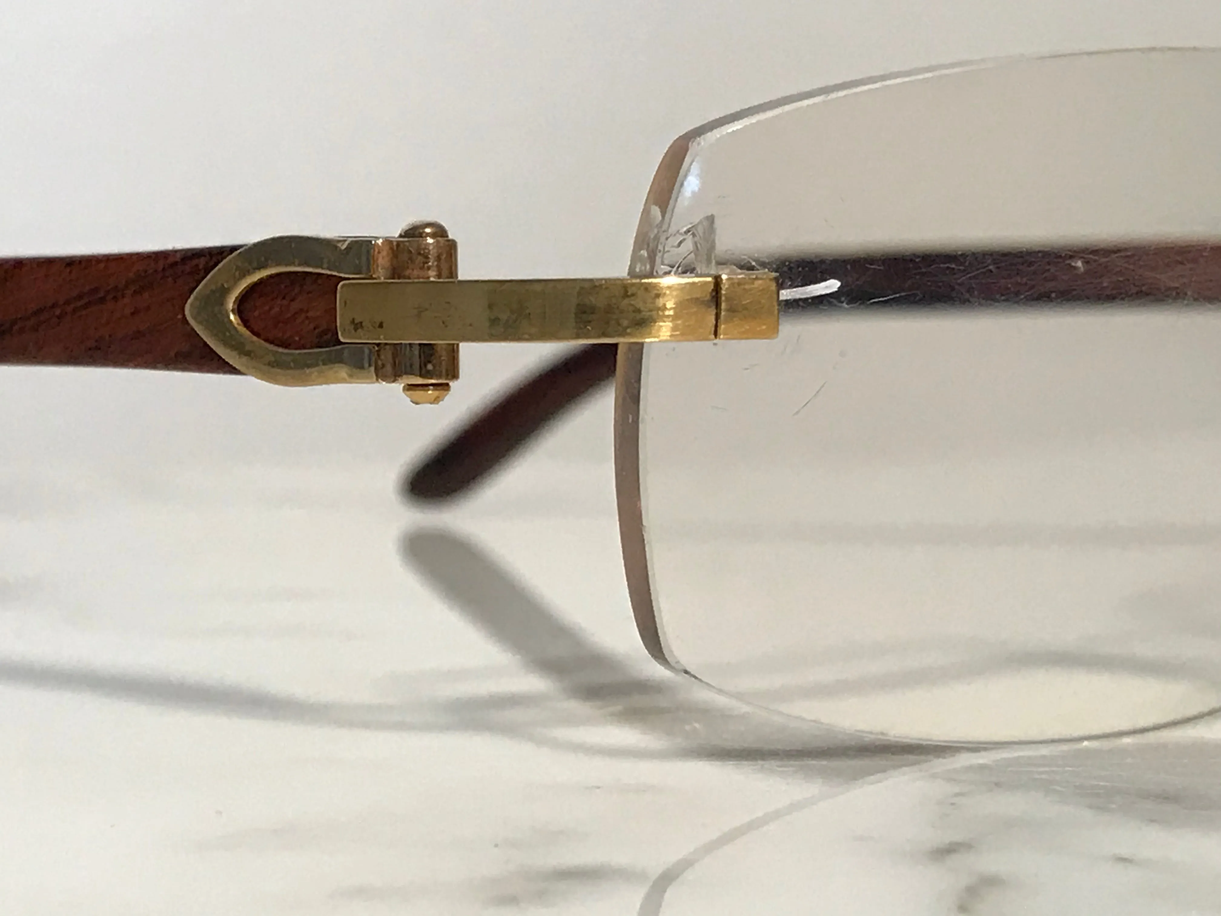 Cartier Rimless Bubinga Wood 18k Wood Glasses Sunglasses Eyeglasses Frames
