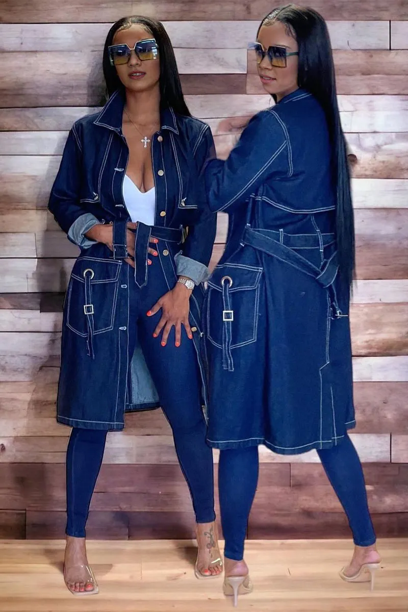 CG603 Denim Long Sleeve Coat