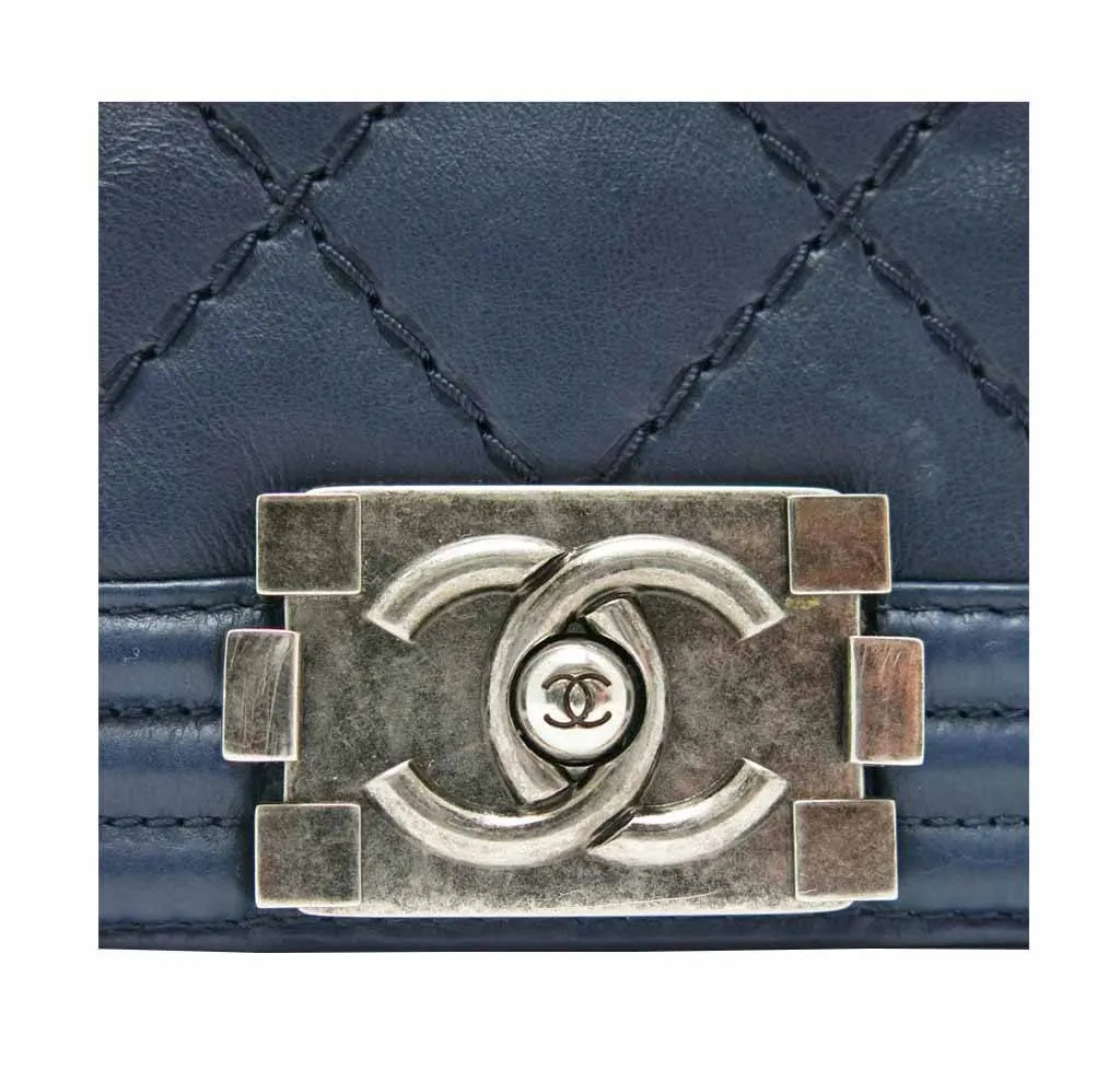 Chanel Boy Bag Navy SHW