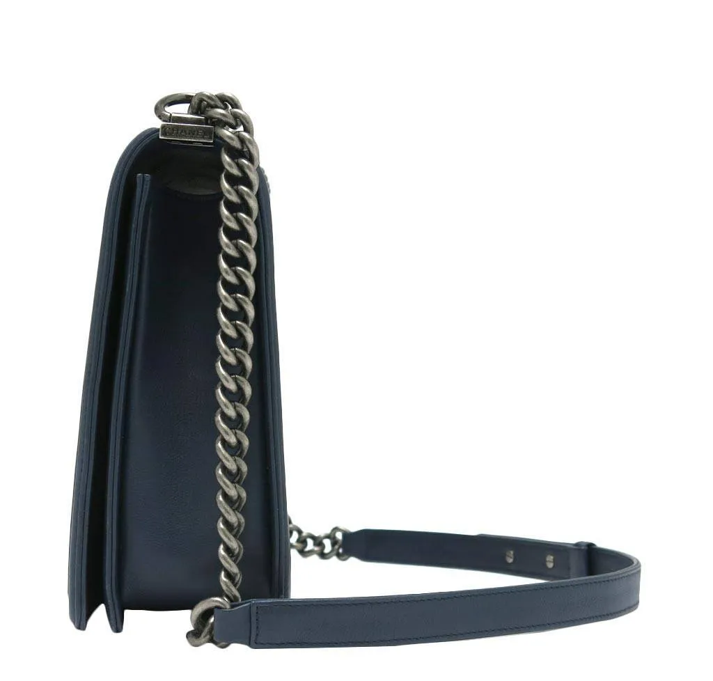 Chanel Boy Bag Navy SHW