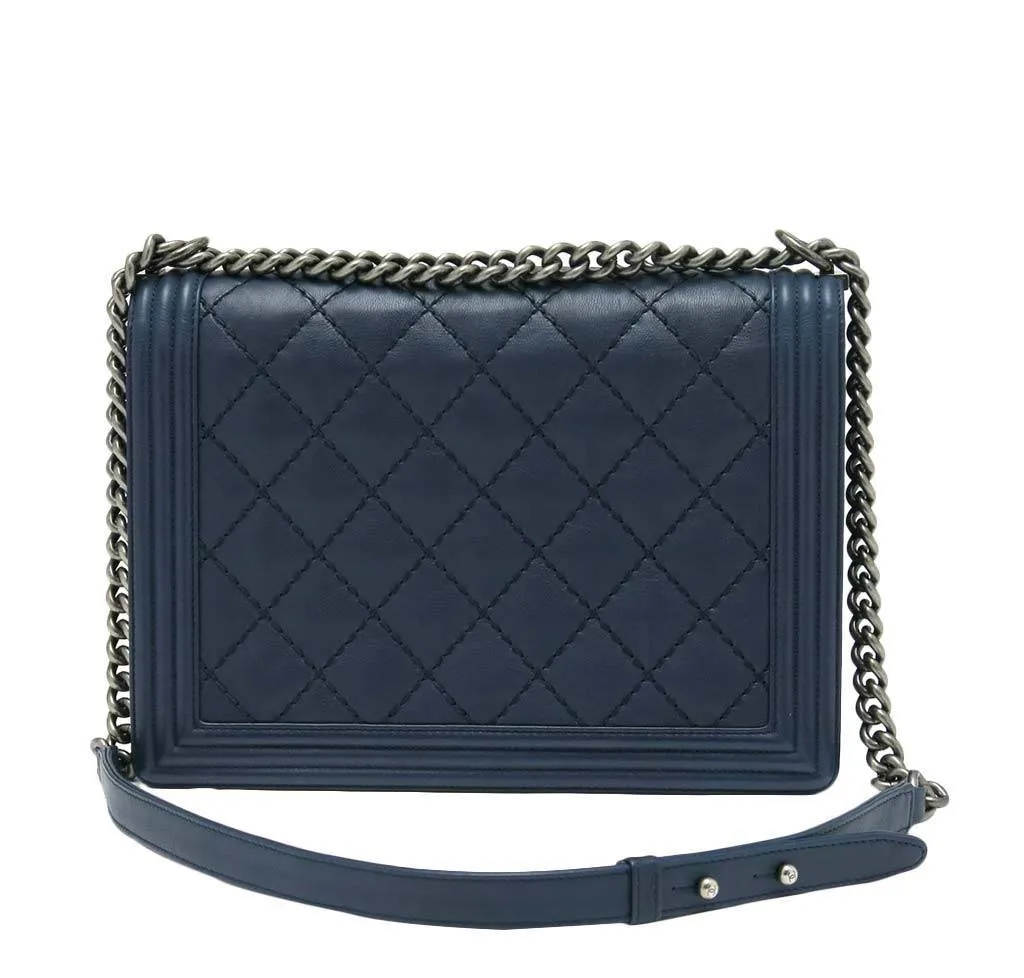 Chanel Boy Bag Navy SHW
