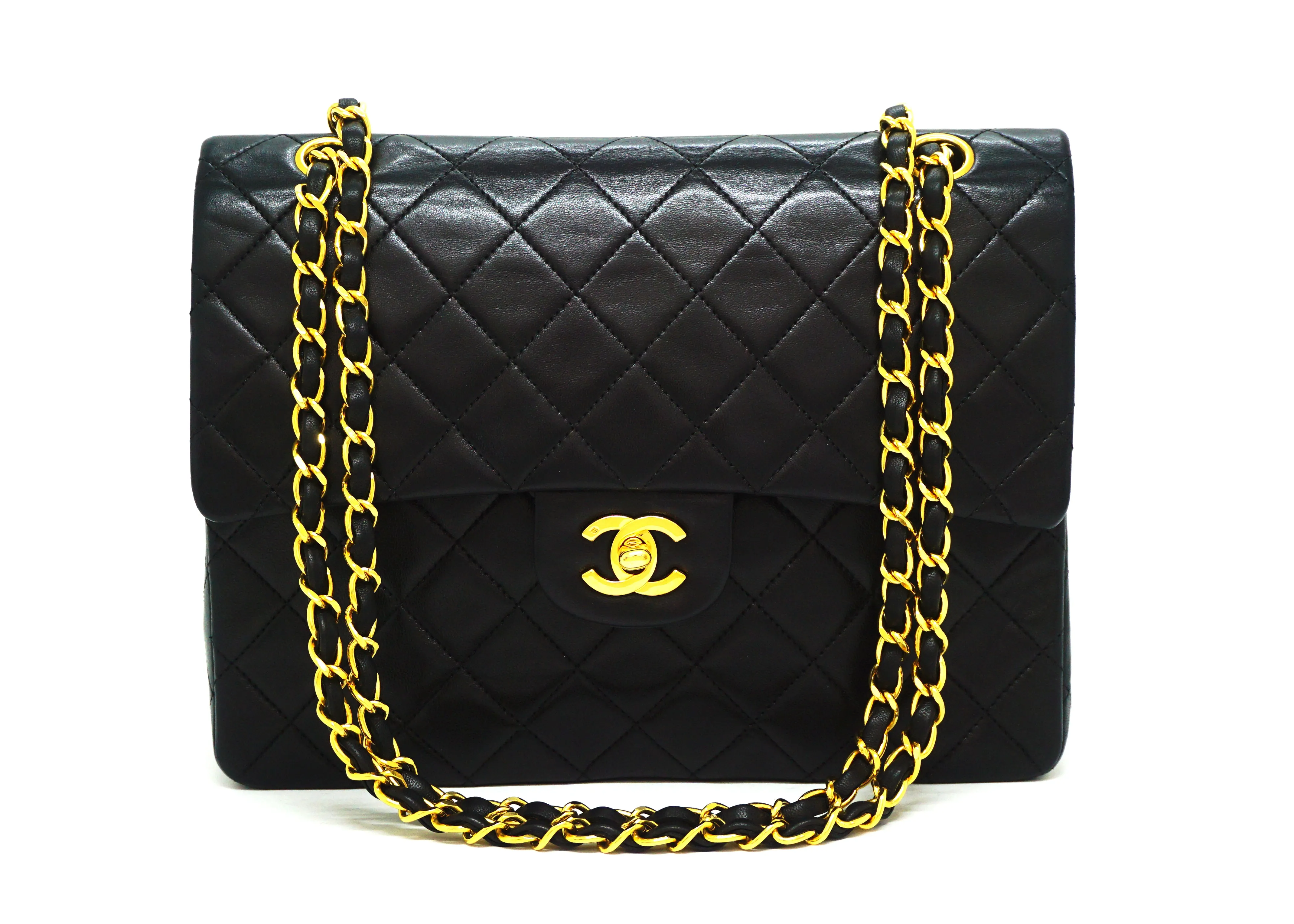 Chanel Vintage Black Lambskin Large Classic Double Flap