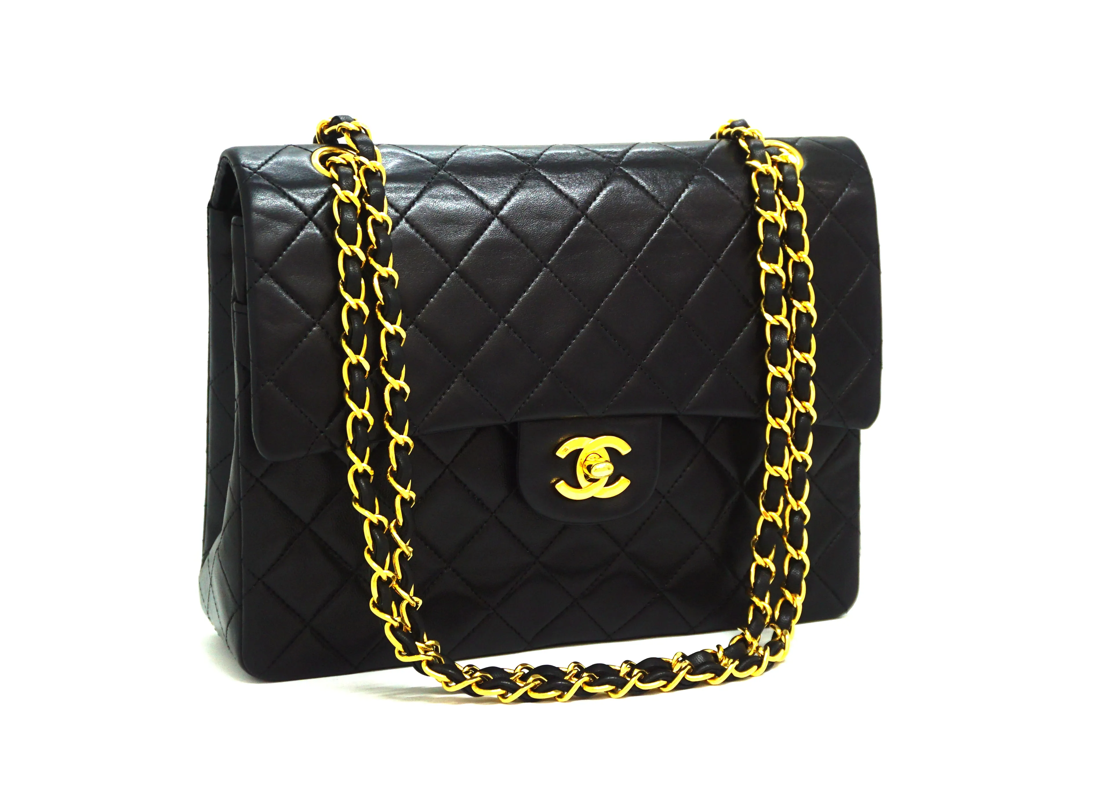 Chanel Vintage Black Lambskin Large Classic Double Flap
