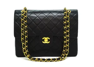 Chanel Vintage Black Lambskin Large Classic Double Flap