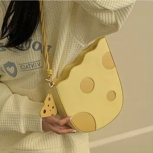 Cheese-Inspired Yellow Shoulder Bag for Women