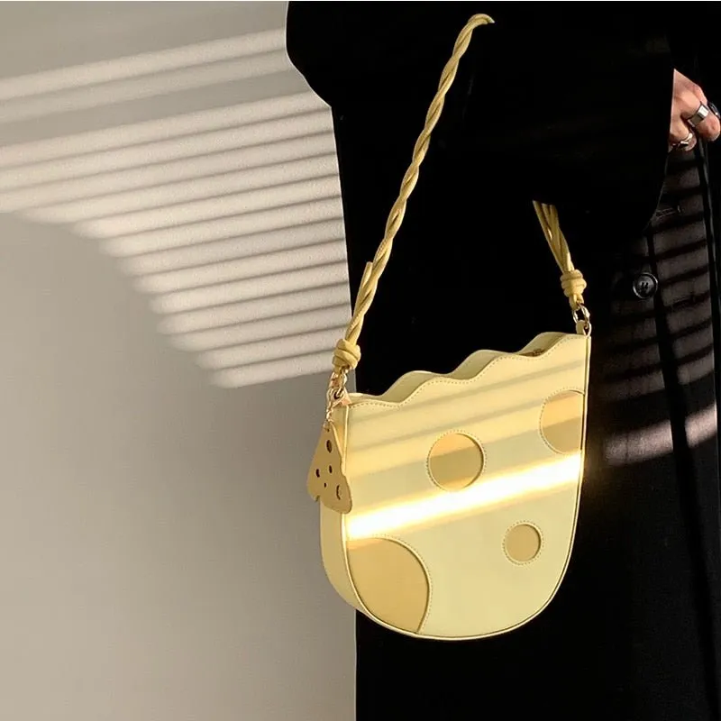 Cheese-Inspired Yellow Shoulder Bag for Women