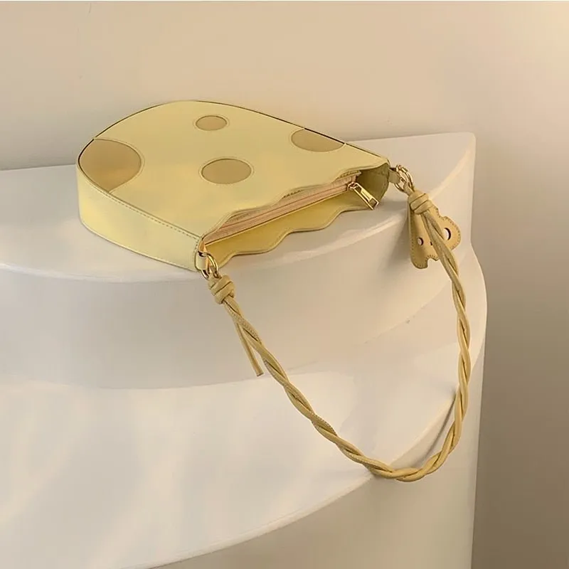 Cheese-Inspired Yellow Shoulder Bag for Women
