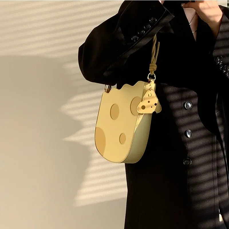 Cheese-Inspired Yellow Shoulder Bag for Women