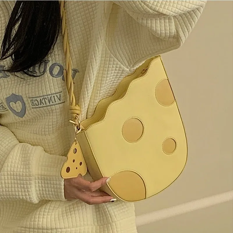 Cheese-Inspired Yellow Shoulder Bag for Women