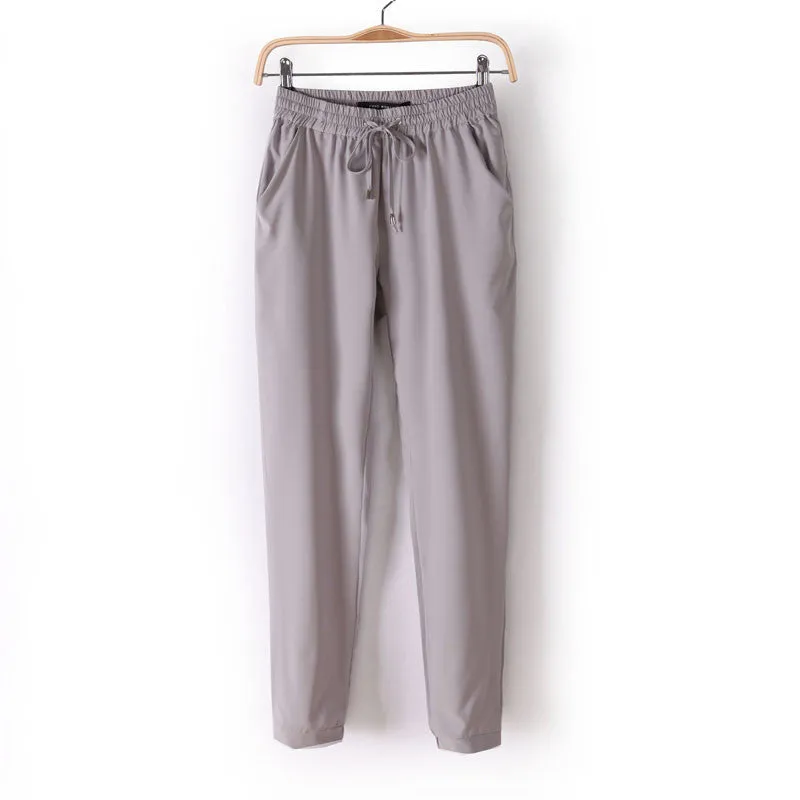 Chiffon Pants Summer Women Pants Harem Pants Drawstring Elastic Waist Pants Casual Plus Size Women Trousers
