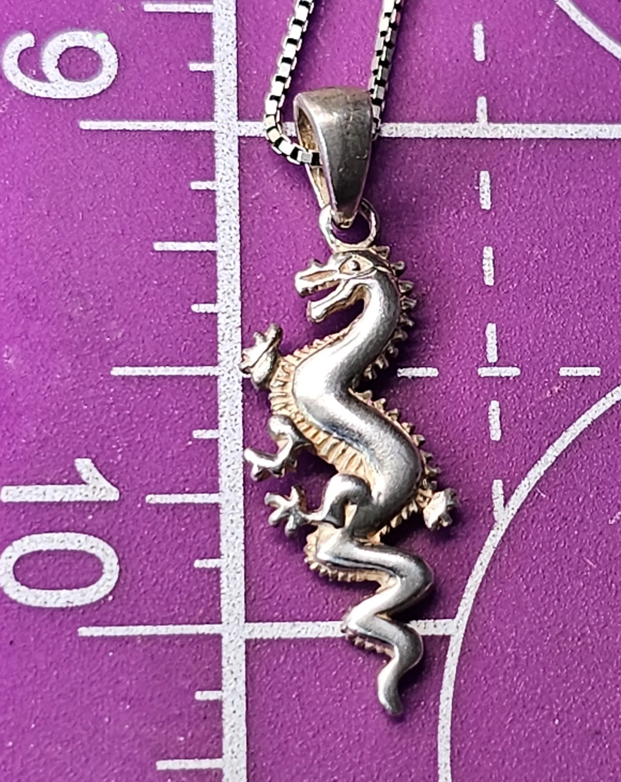 Chinese Asian Oriental dragon sterling silver vintage necklace