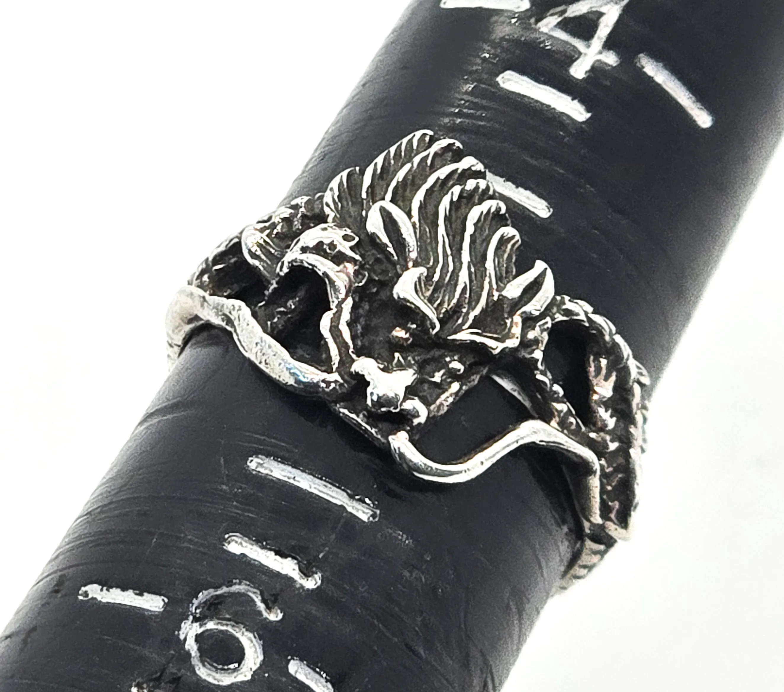 Chinese Export Asian Dragon vintage sterling silver figural ring size 5