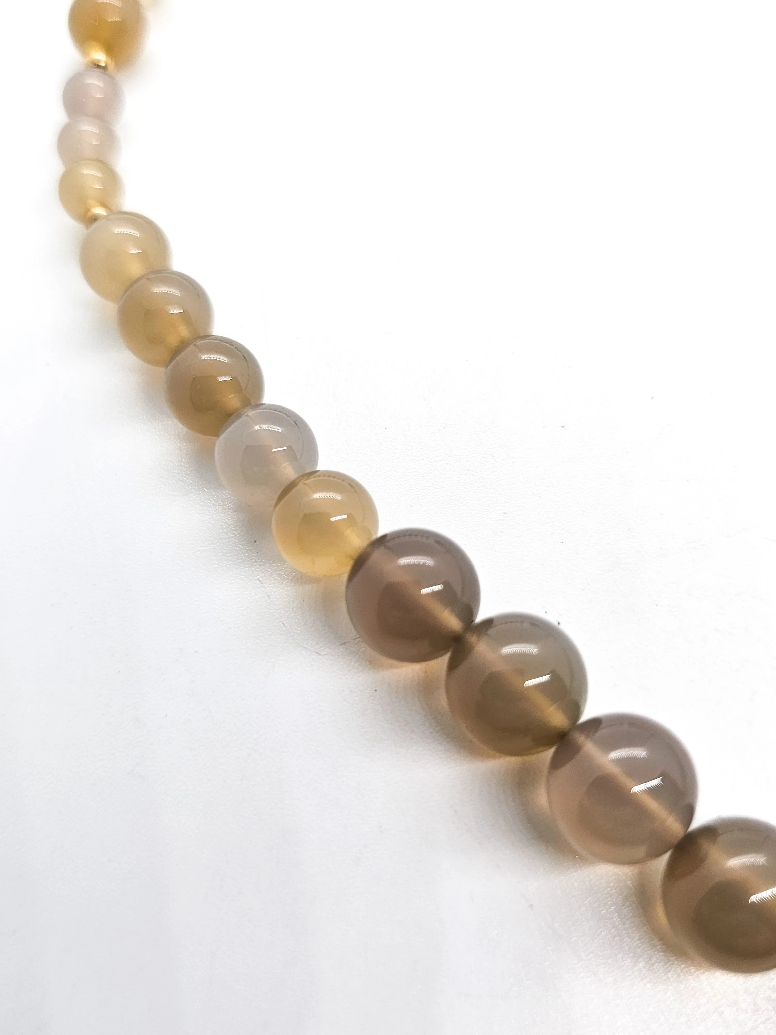 Chinese Export Grey Agate high end vermeil sterling silver beaded vintage necklace