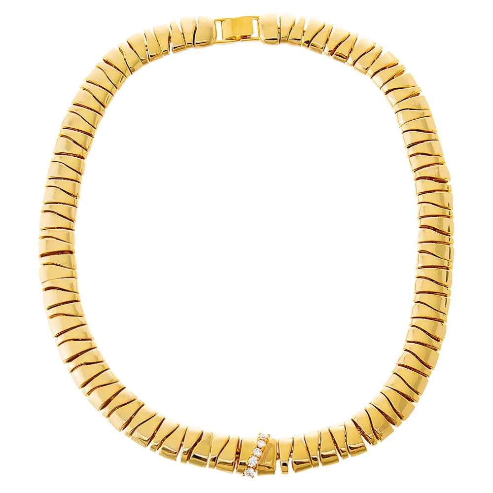 Chunky Pave Accented Unique Shape Chain Necklace