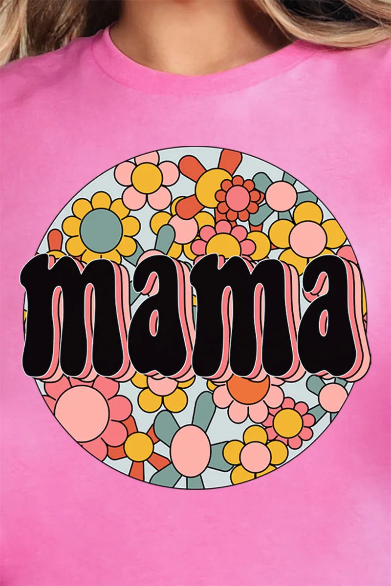 Circle Retro Flower Mama Short Sleeve Relaxed Fit T-Shirt