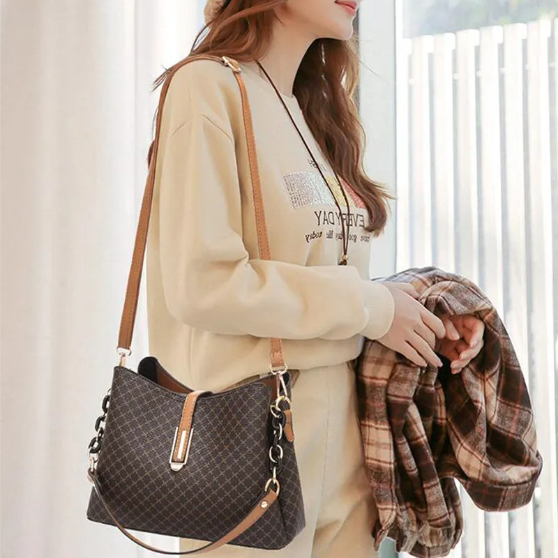 Classic Checkered Bucket Bag