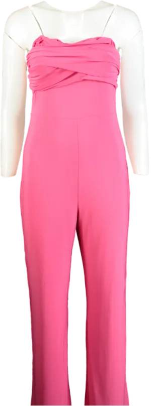 Club L Pink Goddess Halter Neck Flare Jumpsuit UK 10