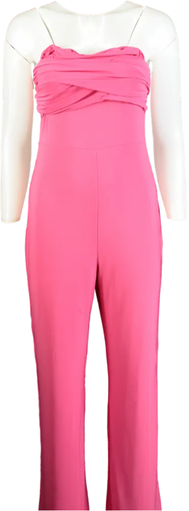 Club L Pink Goddess Halter Neck Flare Jumpsuit UK 10