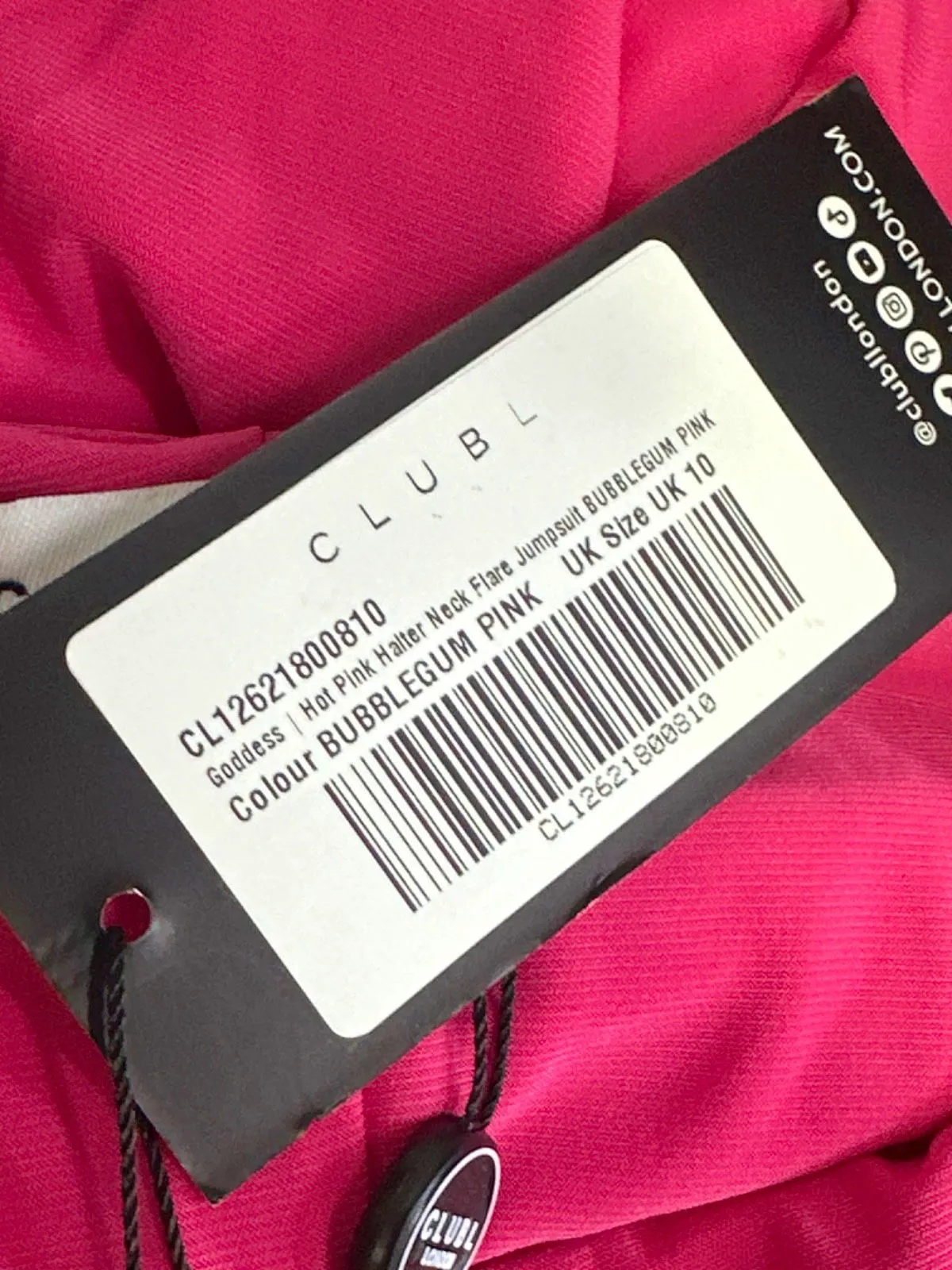 Club L Pink Goddess Halter Neck Flare Jumpsuit UK 10