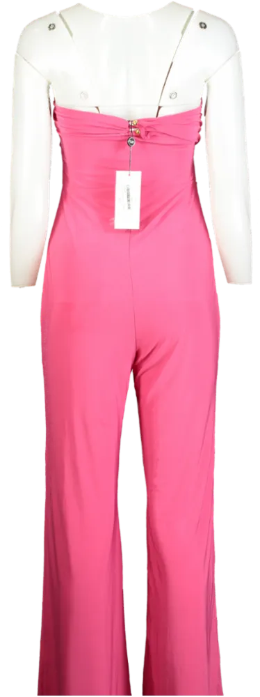 Club L Pink Goddess Halter Neck Flare Jumpsuit UK 10