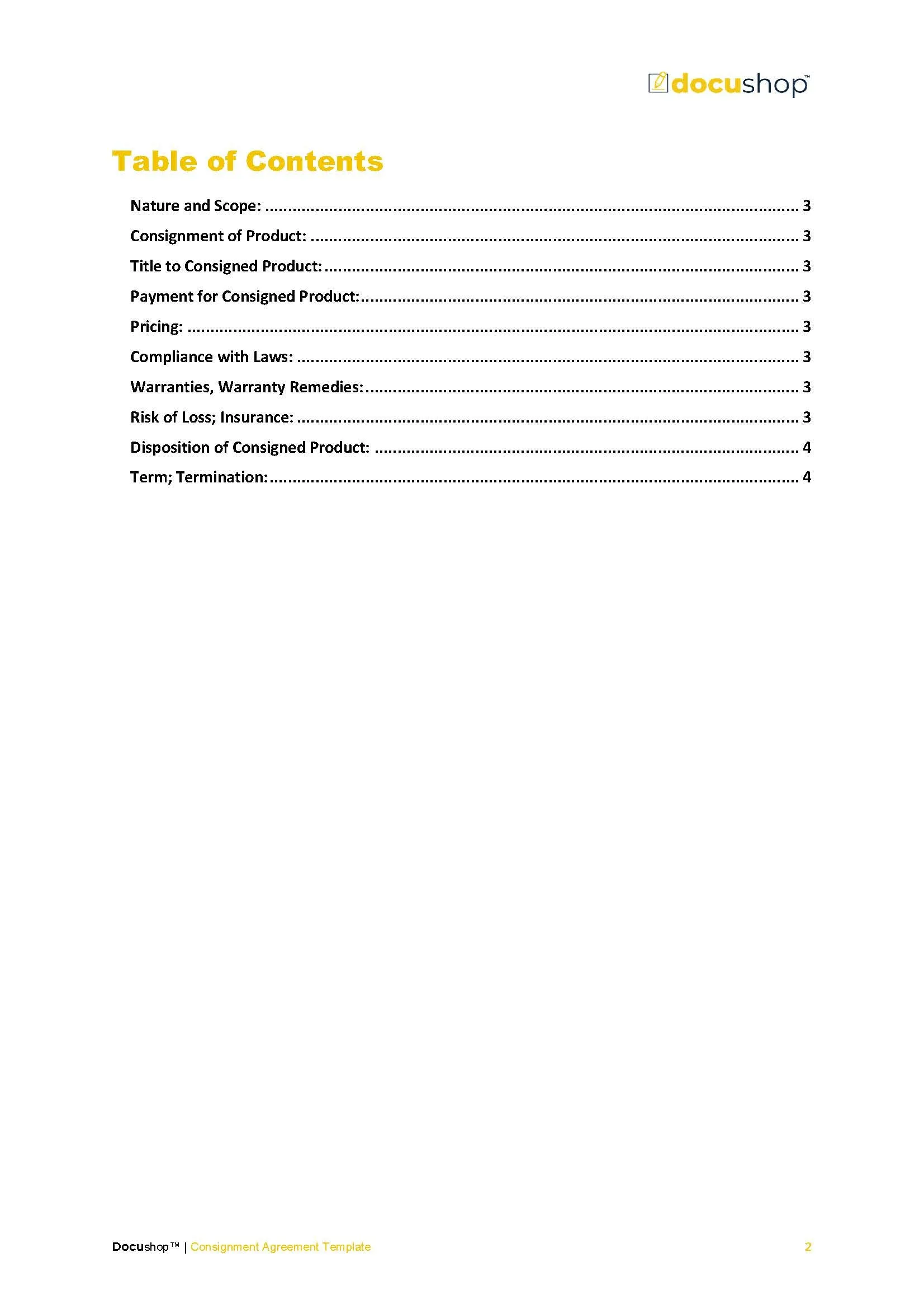 Consignment Agreement Template