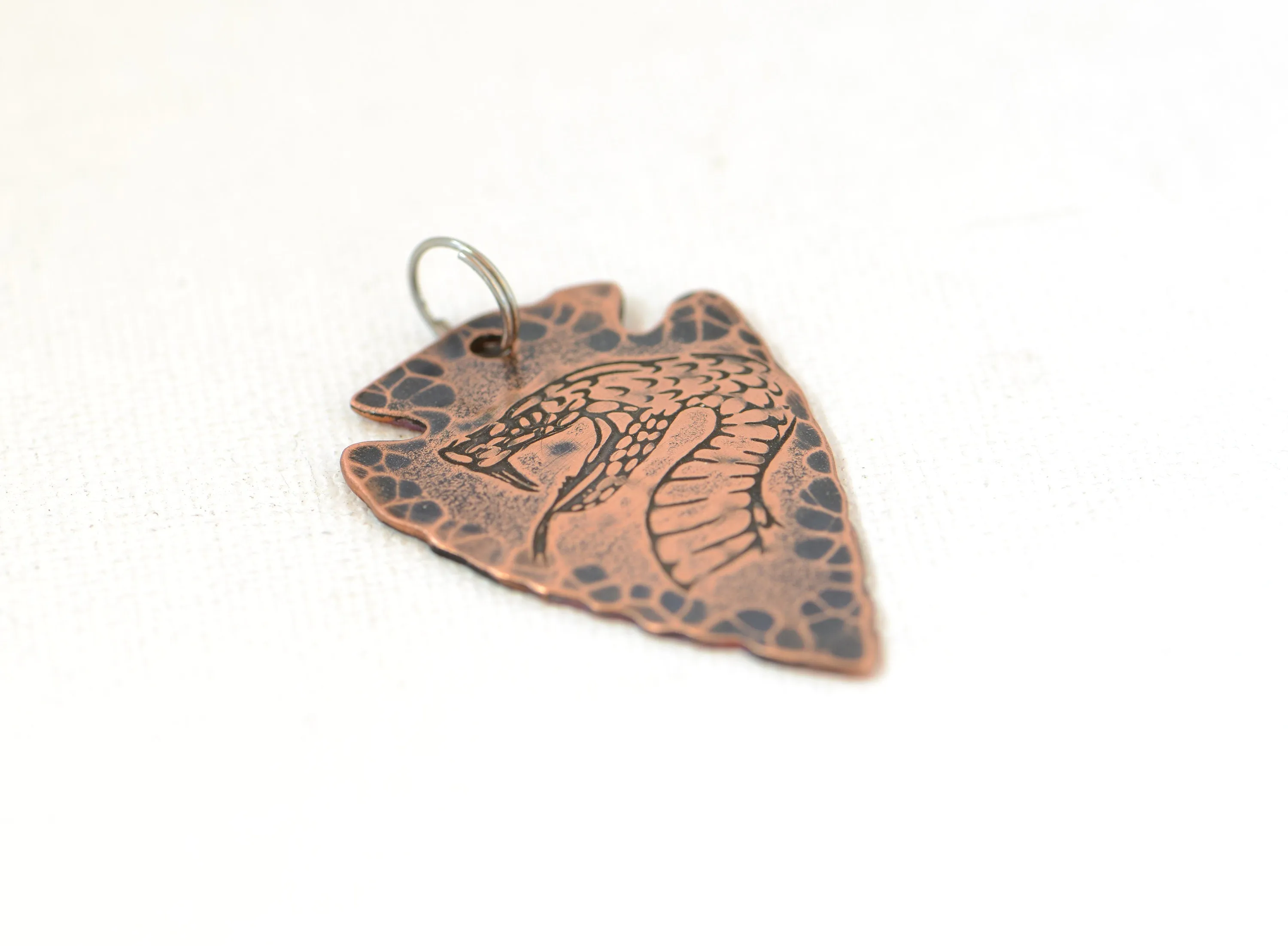 Copper Arrowhead Necklace with Rustic Viper Theme