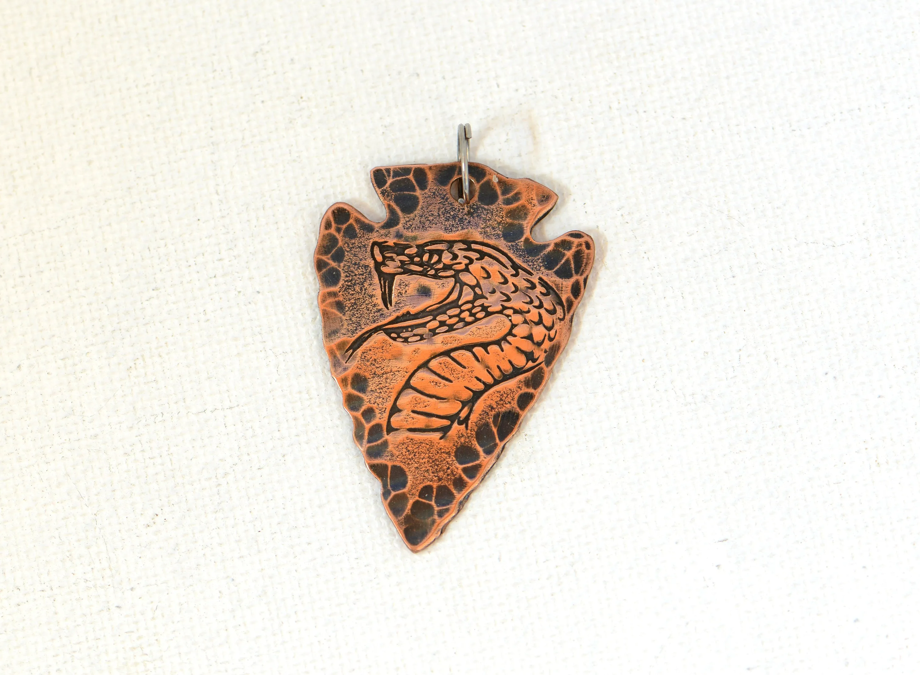 Copper Arrowhead Necklace with Rustic Viper Theme