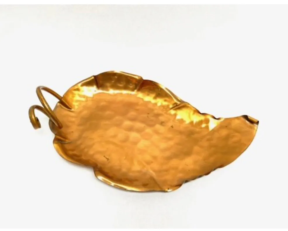 Copper Grape Leaf Serving Dish