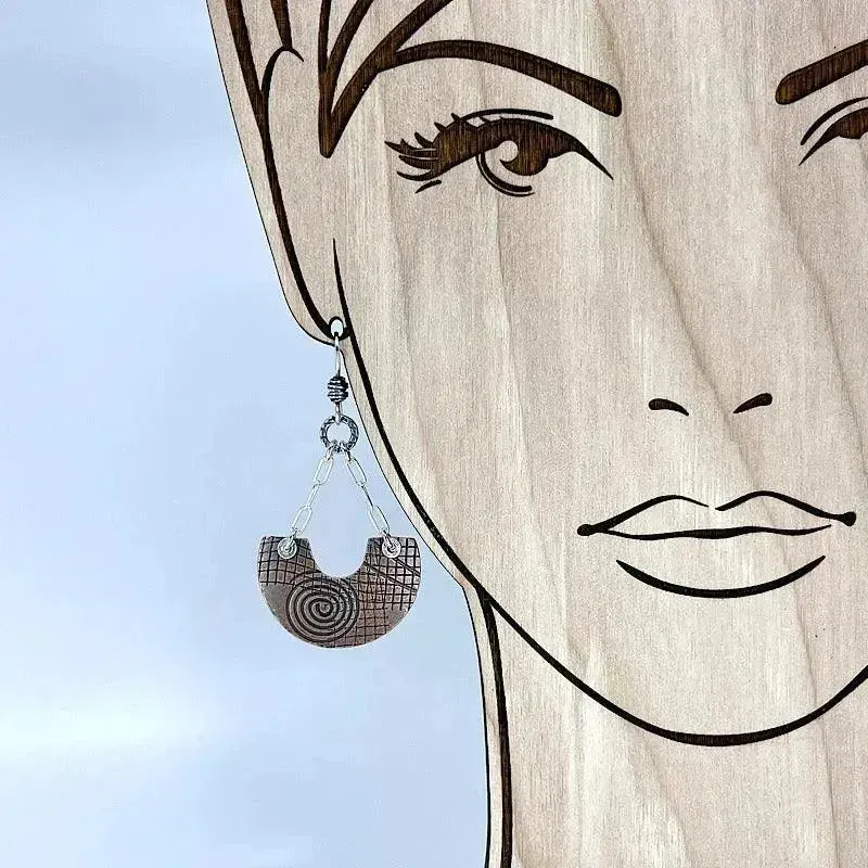 Copper Graphite Patina and Sterling Earrings