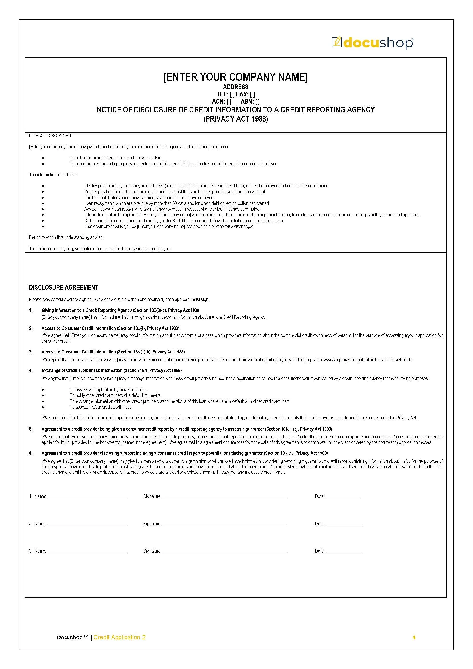 Credit Application Detailed