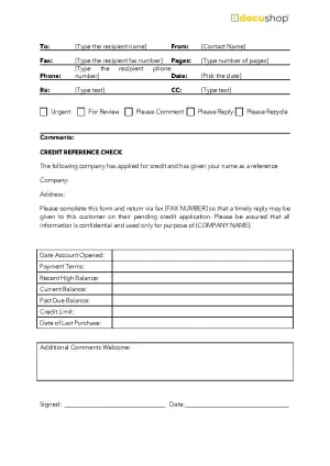 Credit Reference Check Fax/Email