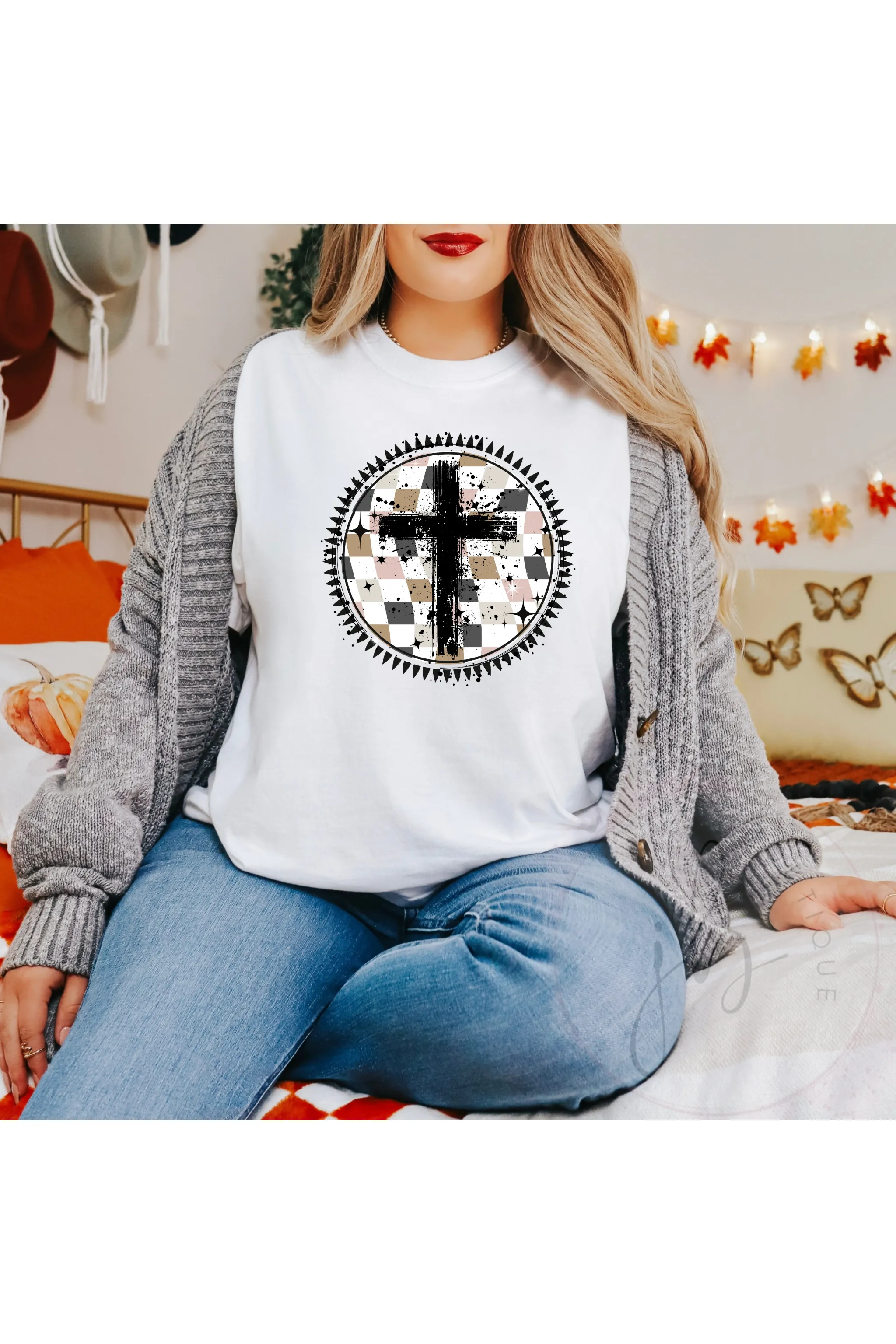 Cross Checkered Circle Tee