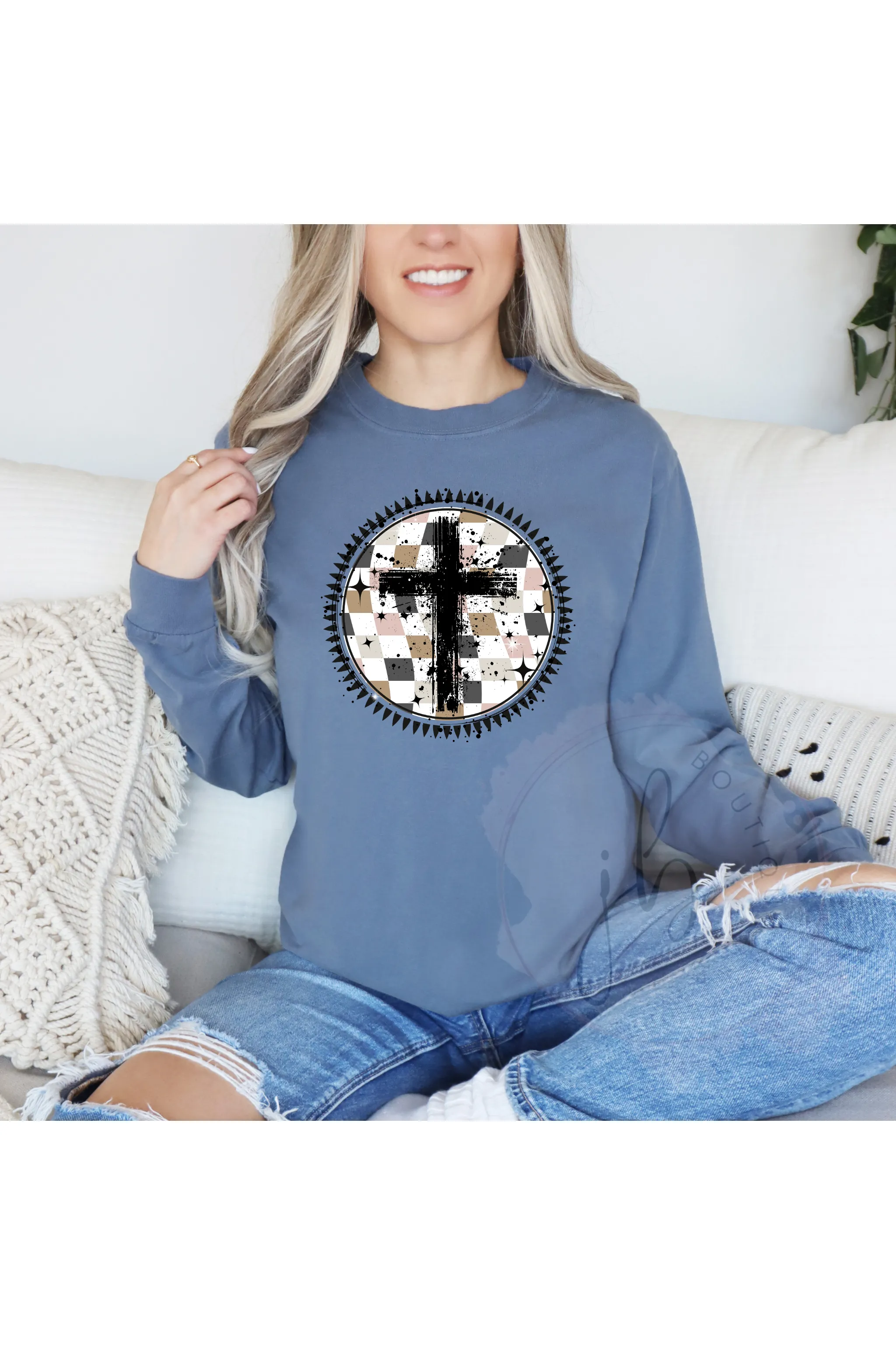 Cross Checkered Circle Tee