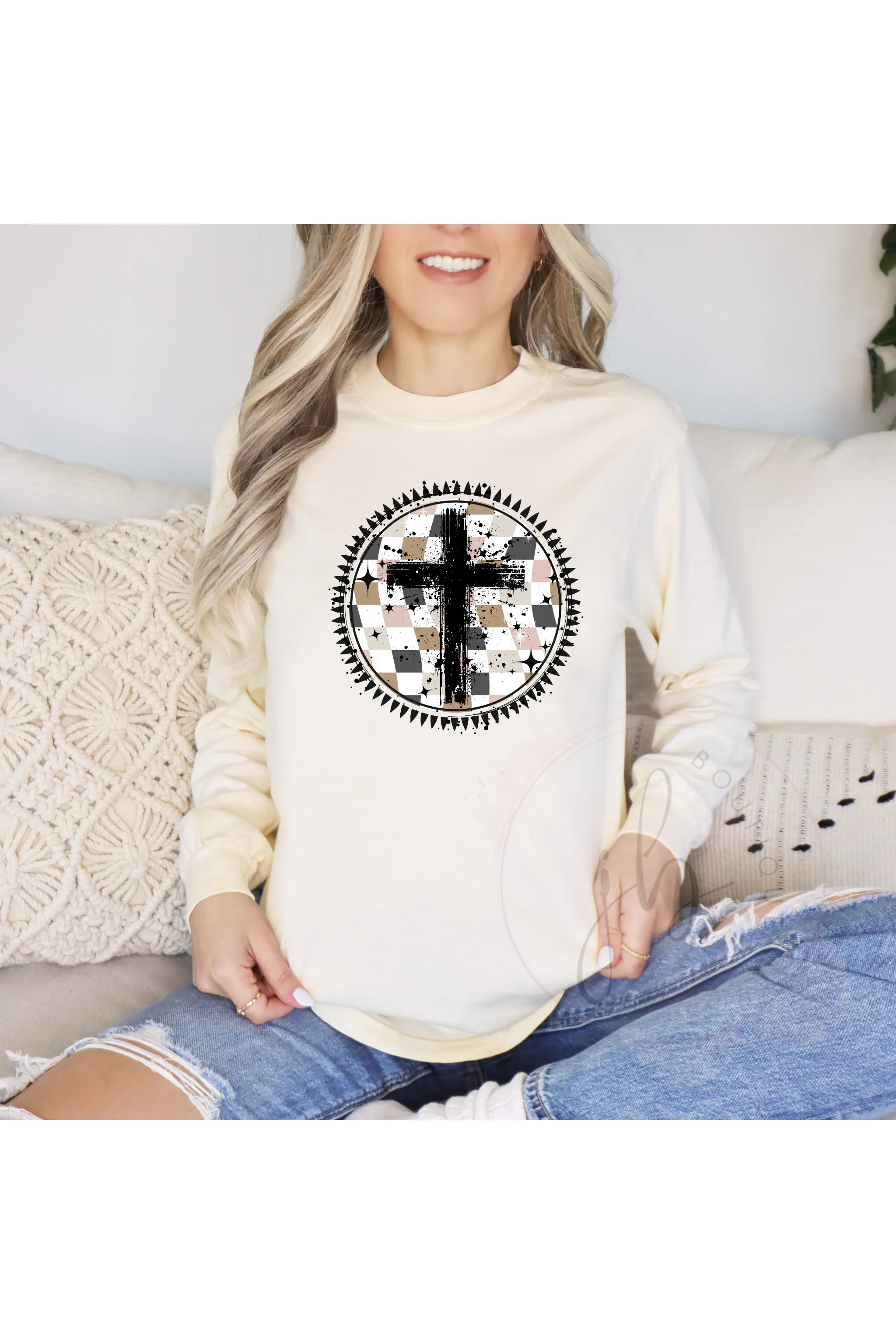Cross Checkered Circle Tee