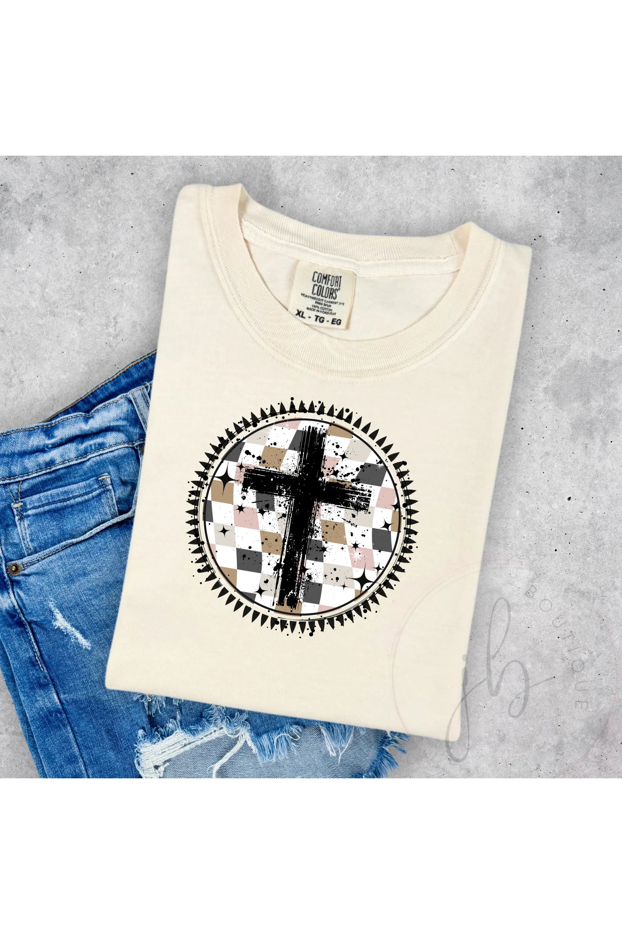 Cross Checkered Circle Tee